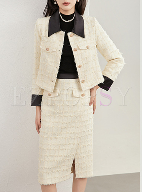 Premium Contrasting Tweed Coats & Skirts