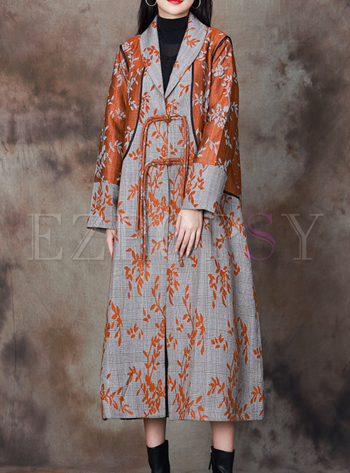 Vintage Frogs Printed Trench Coats Women