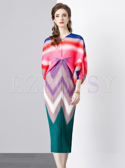 Pretty Colorful Smocked Batwing Dresses