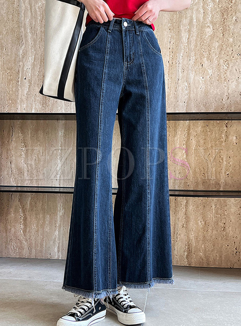 Fashion Burrs Wide Leg Jeans Women