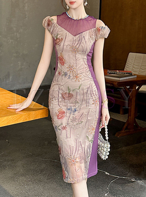 Vintage Flower Artificial Gem Corset Dresses