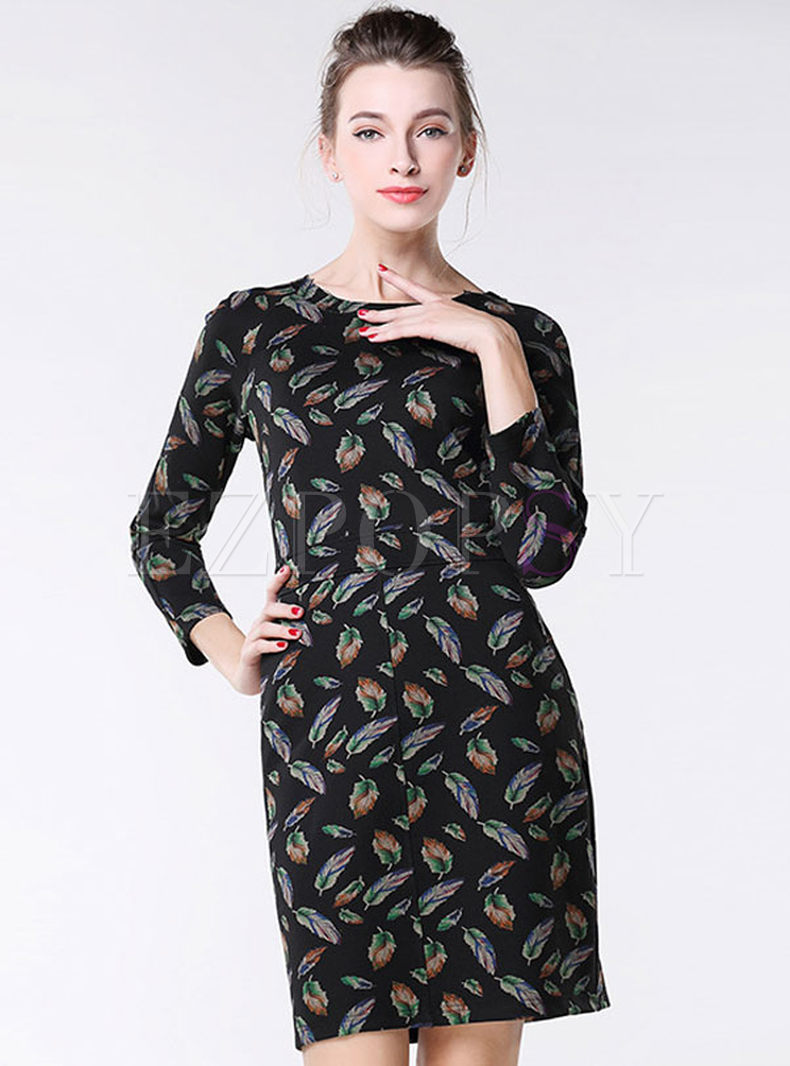 Dresses | Bodycon Dresses | High Quality Long Sleeve Print Winter Dress