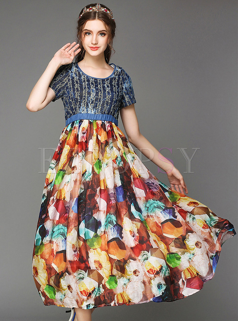 Dresses | Maxi Dresses | Short Sleeve Floral Print Maxi Dress