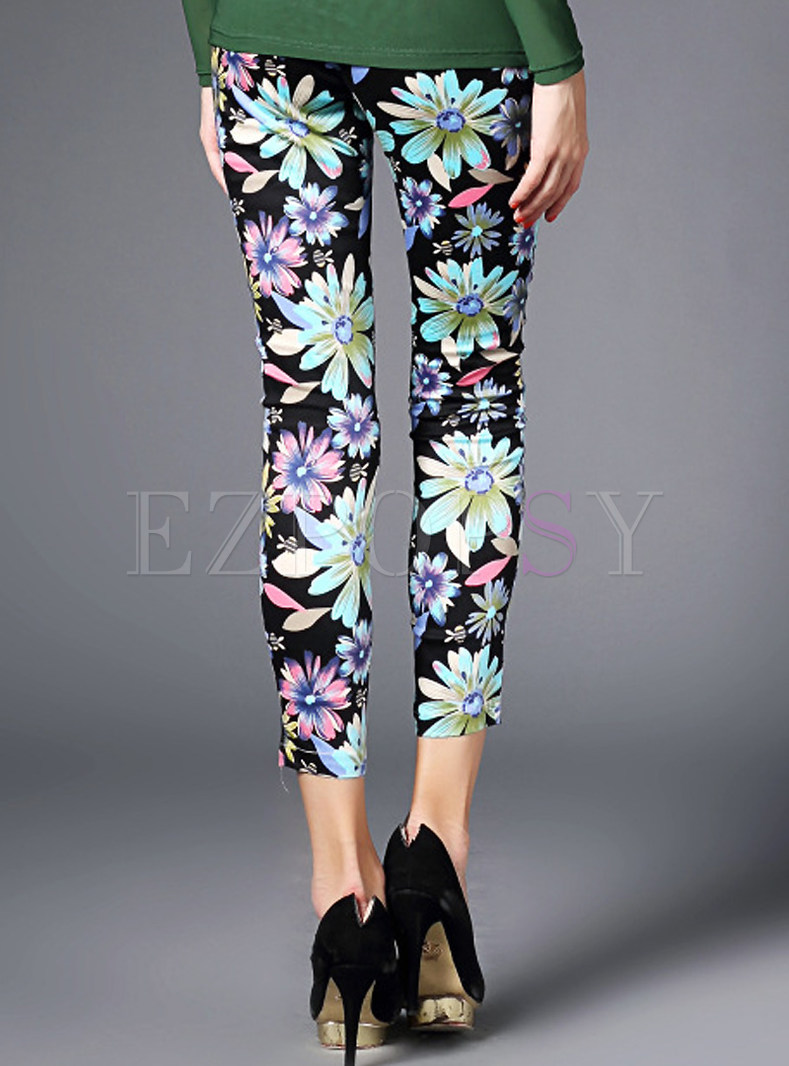 Pants Pants Floral Print Elastic Legging 0411