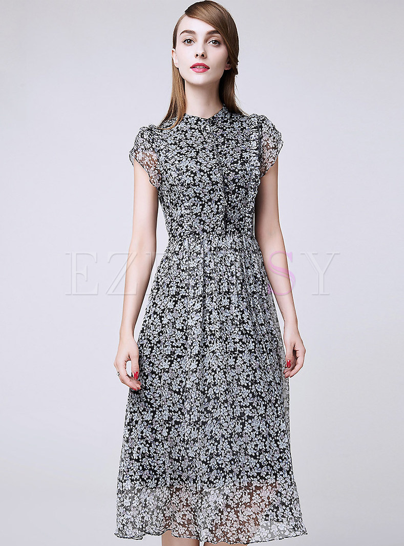 Vintage Print Slim Long Dress | Ezpopsy.com