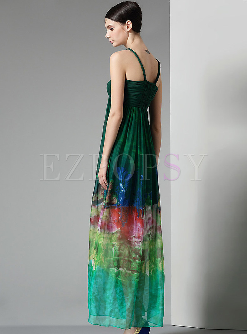 Dresses Maxi Dresses Halter Print Silk Slip Dress