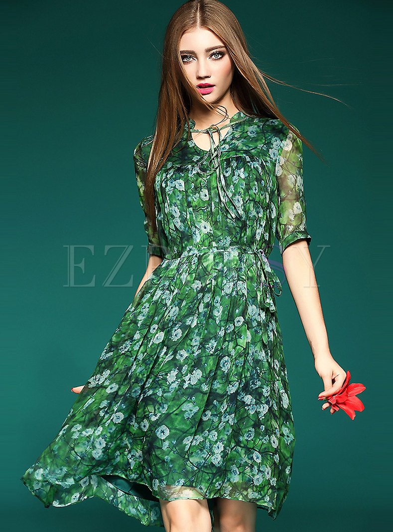Dresses | Skater Dresses | Floral-Print Silk Dress