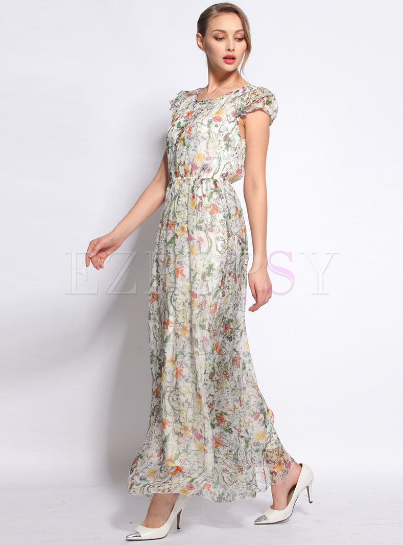 Dresses | Maxi Dresses | Long Floral Print Sik Dress