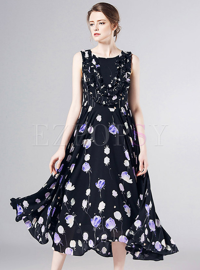 Sleeveless Print Maxi Dress