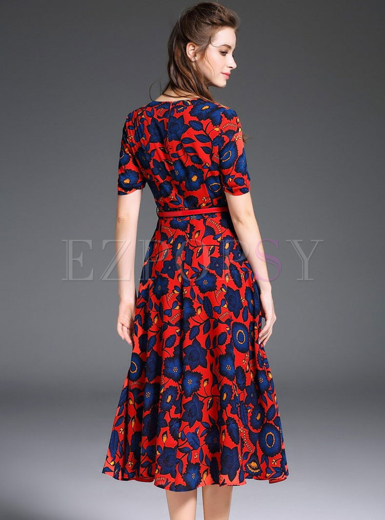 Dresses | Maxi Dresses | Short Sleeve Print A-Line Dress