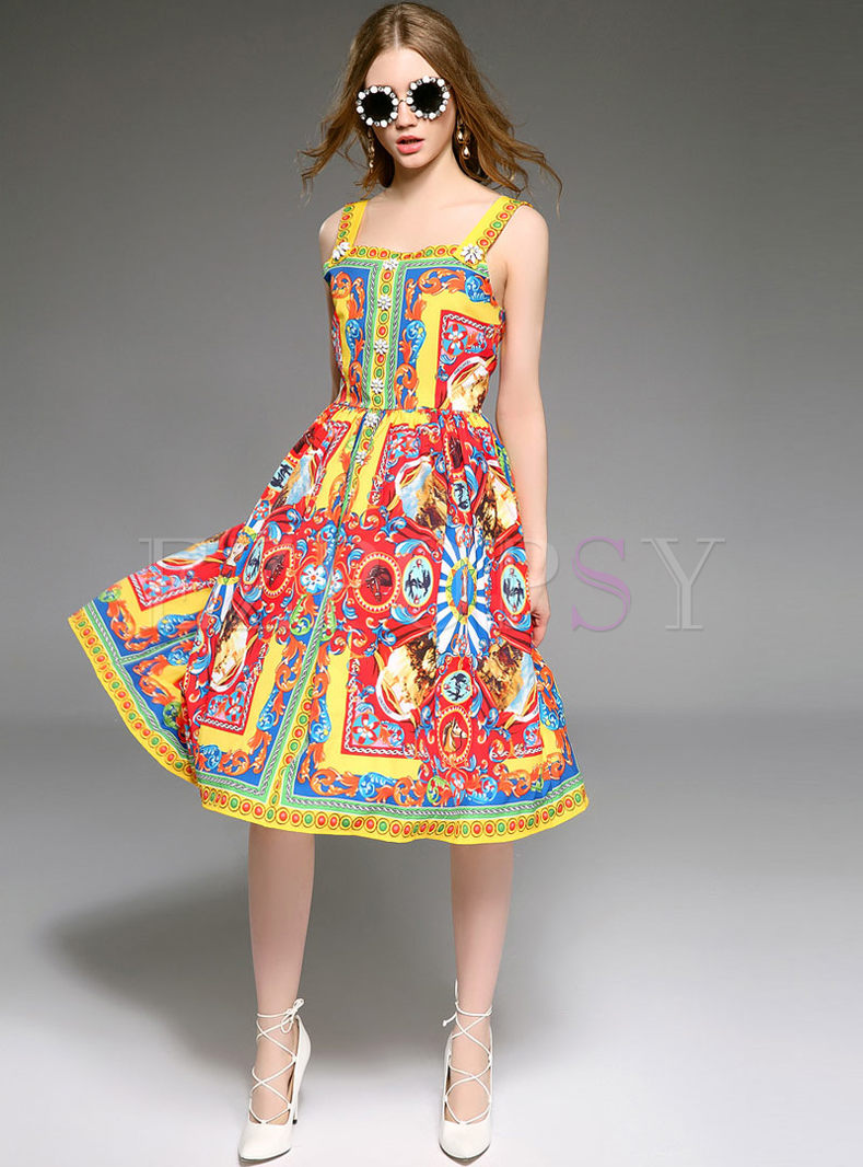 Dresses | Shift Dresses | Vintage Geometry Print Bead Dress
