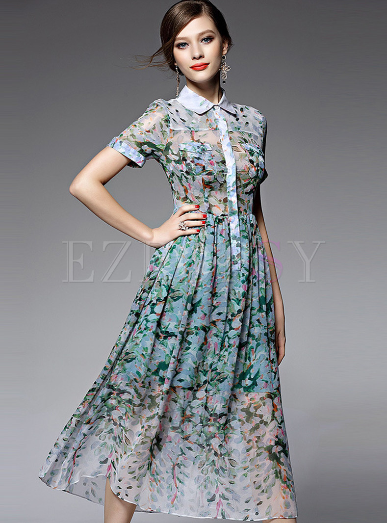 Silk Floral Print A-Line Maxi Dress | Ezpopsy.com