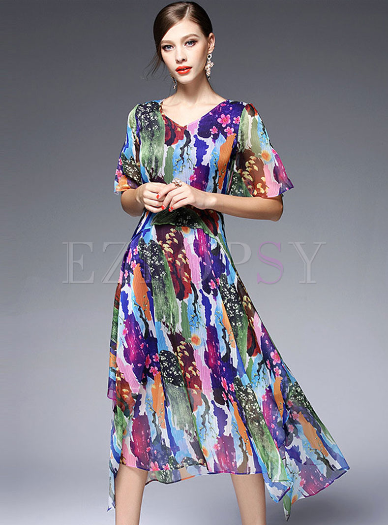 Dresses | Maxi Dresses | Fashion Chiffon Print Maxi Dress