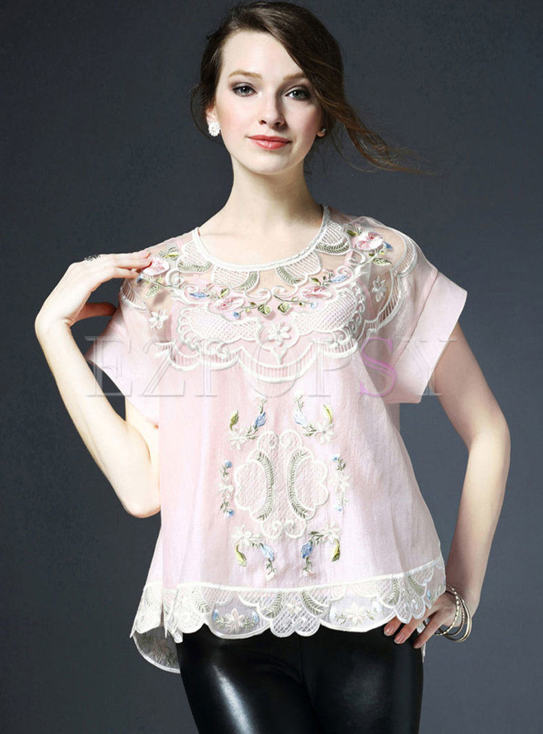 Sweet Embroidery Loose Top