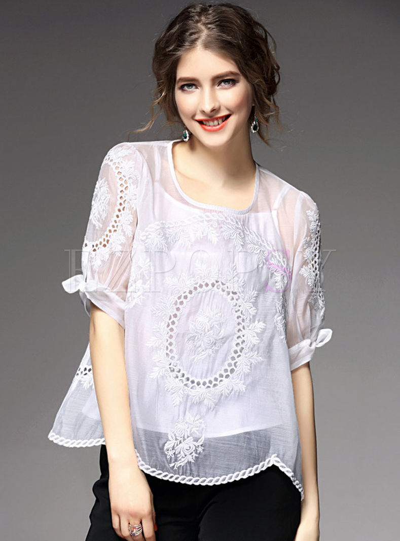 Tops | T-shirts | Fashion Hollow See Through Look Top