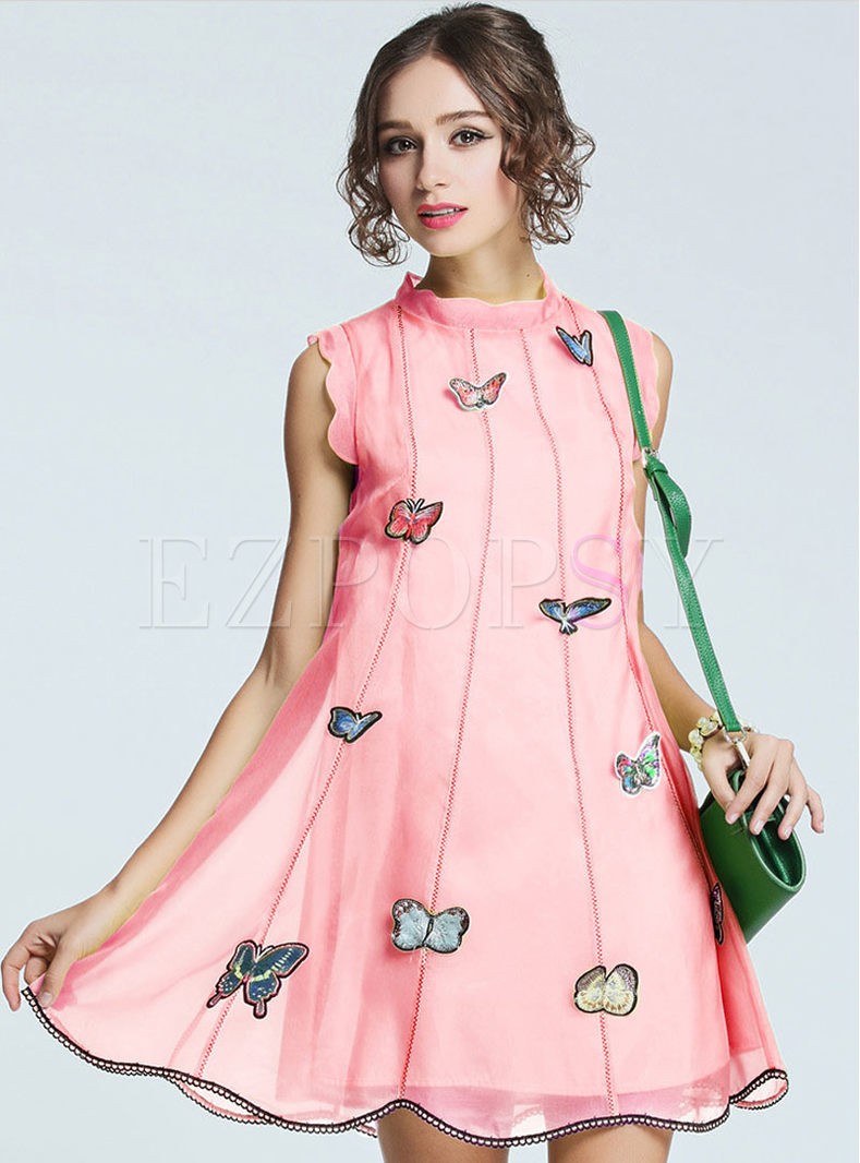 Dresses | Shift Dresses | Fashion Organza Butterfly Print Loose Dress