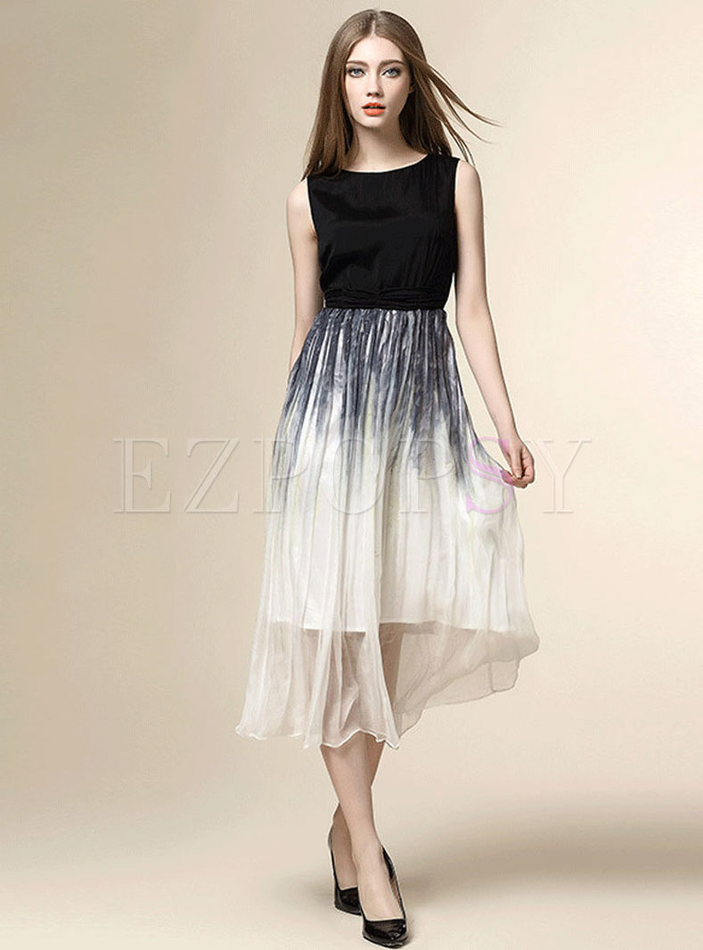 Dresses | Maxi Dresses | Pure Color Sleeveless Patch Maxi Dress