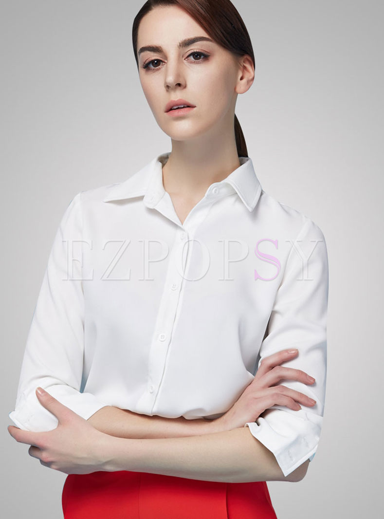 Chic Candy Color Lapel Single-breasted Blouse