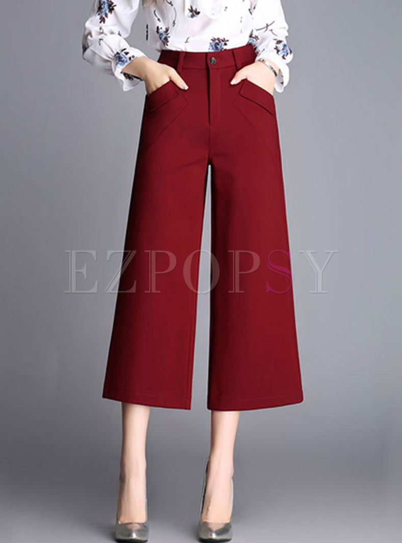 Pure Color Patch Palazzo Pant