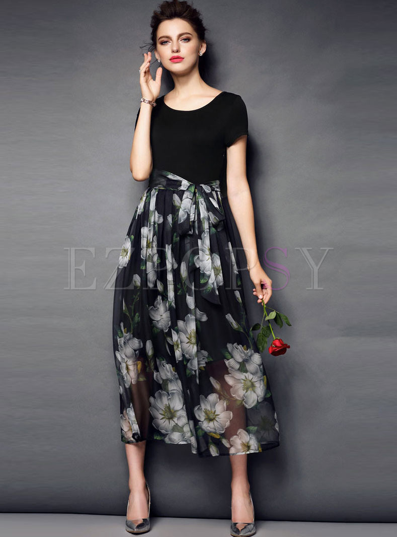 Dresses | Maxi Dresses | Floral Printed Bowknot Captivating Maxi Dress