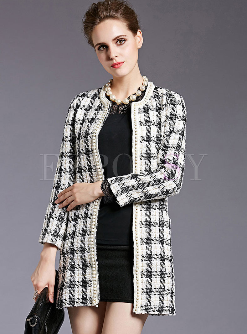 Trench Printed Pearls Patchwork Coat