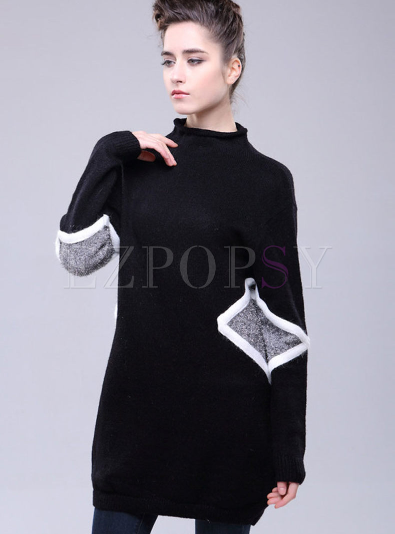 Brief Color-matched Slash Collar Sweater