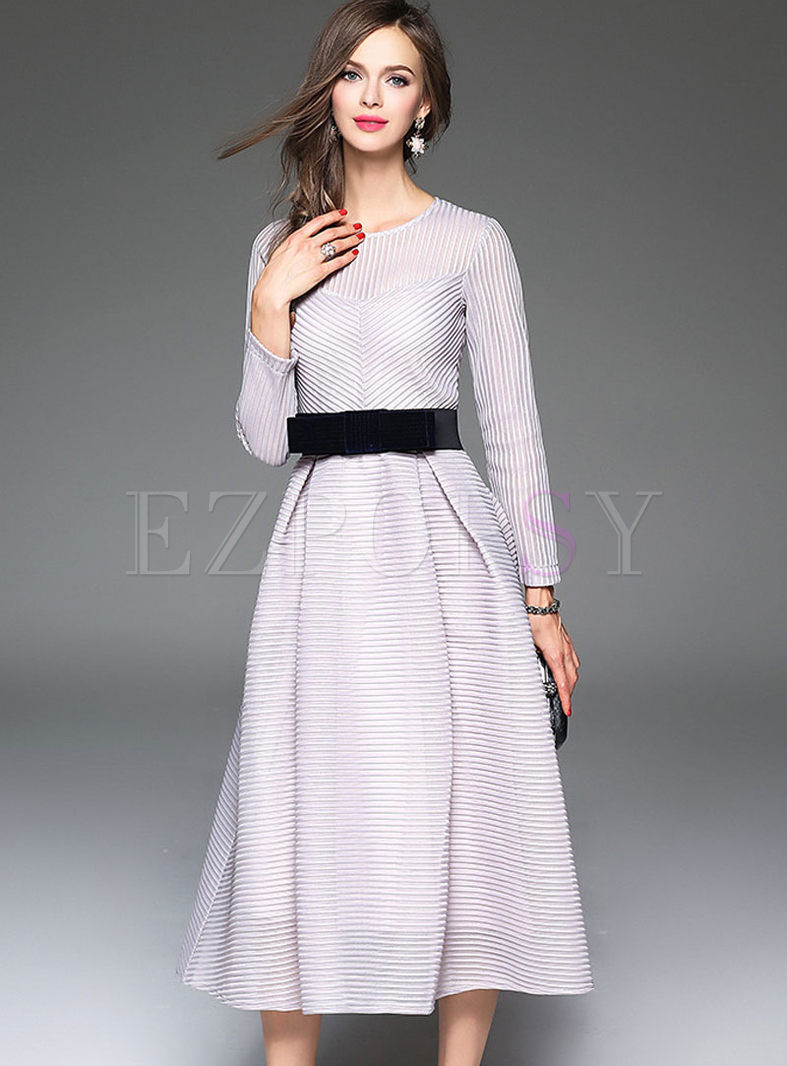 Dresses | Maxi Dresses | Elegant Pure Color Tight Waist Big Hem Long Dress