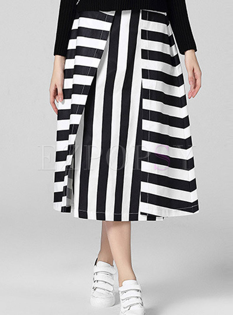 Fashion Stripe High Waist Skirt