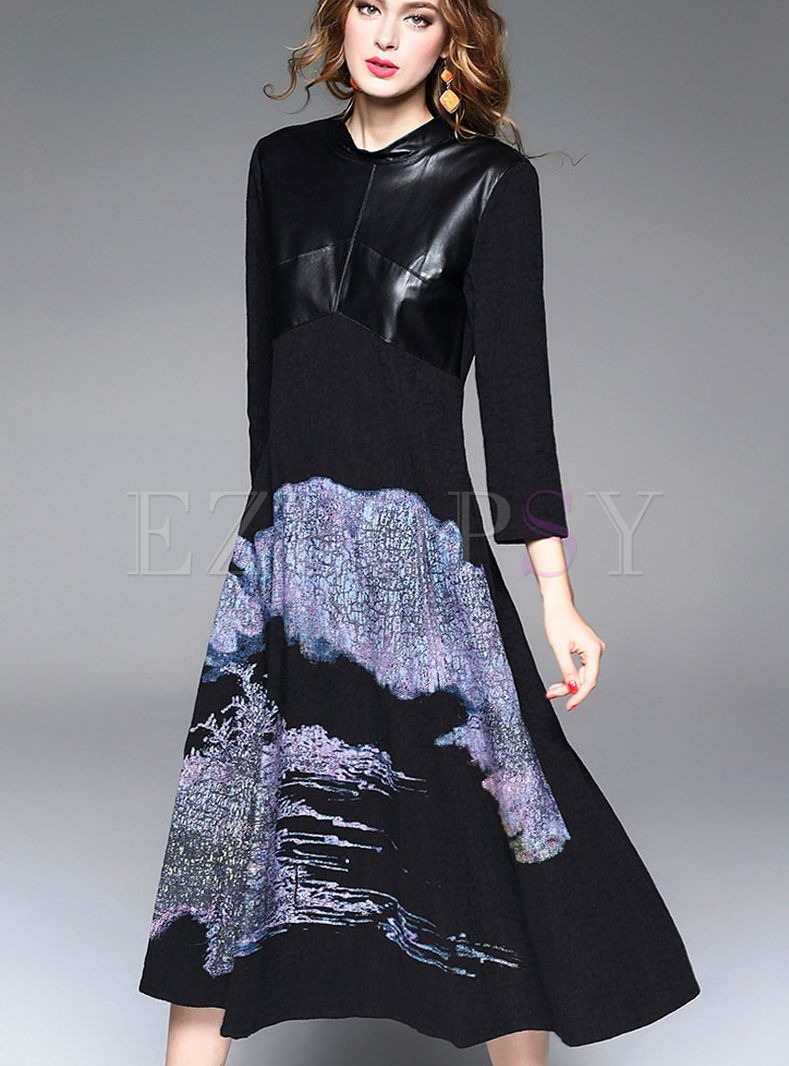 Dresses | Maxi Dresses | High-End Stitching Printed Maxi Dress