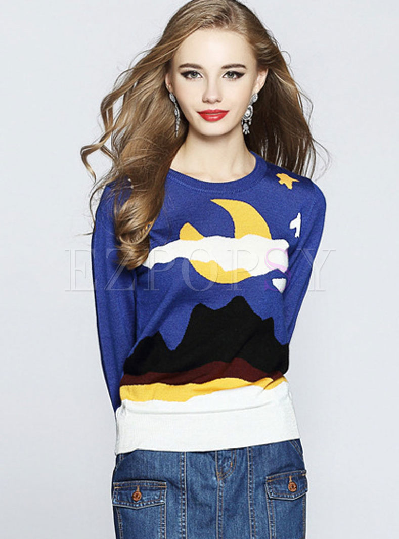 Star Picture Pullover Causal Knit Sweater