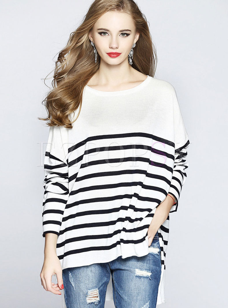 Light Striped Causal Hit Color T-Shirt