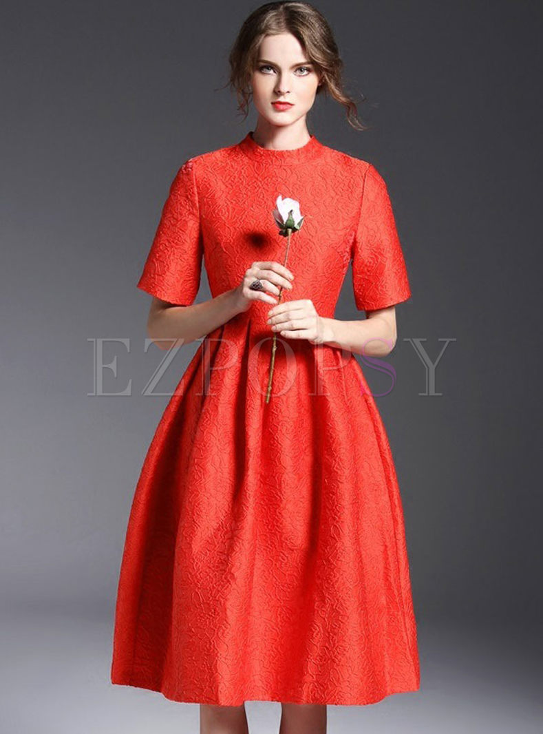 red tight midi dress