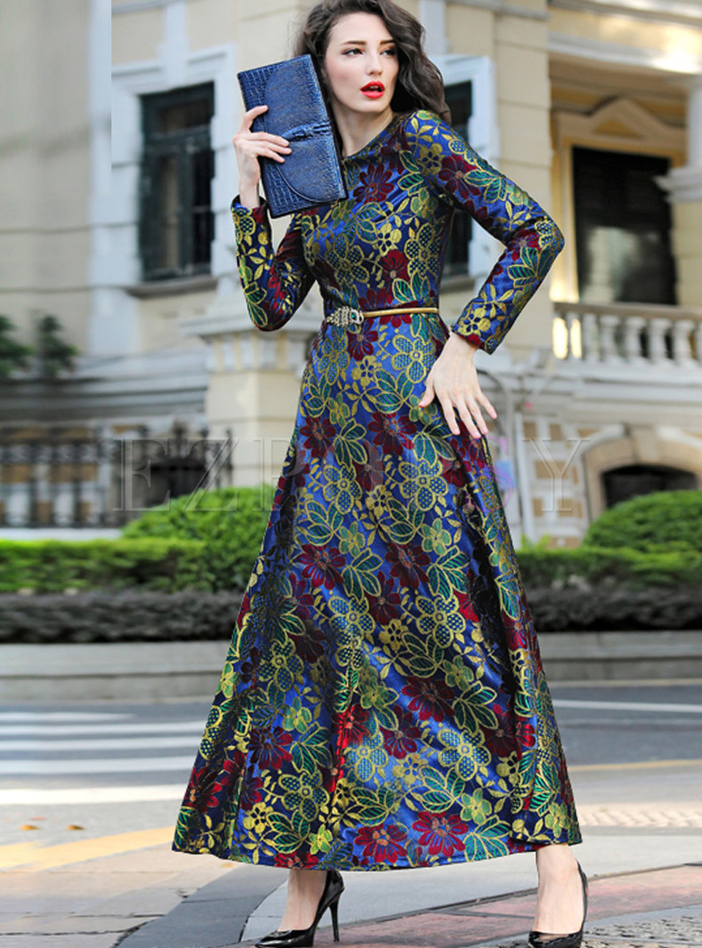 Vintage Lace Woolen Waist Dress