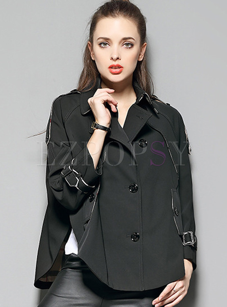 Pure Color Loose Short Trench Coat