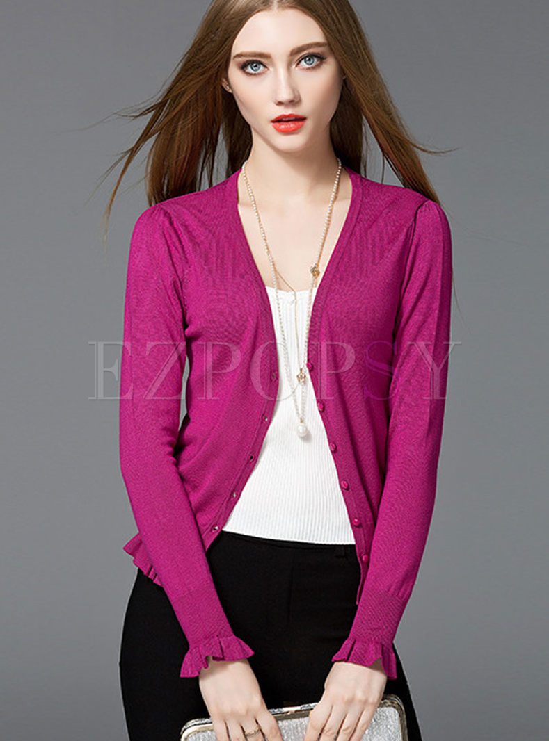 Fashion Pure Color knitted Coat