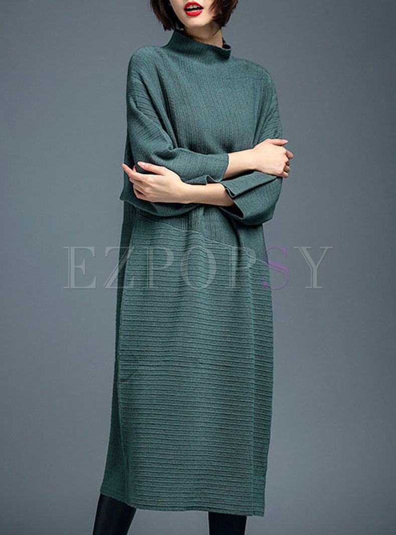 Long Pure Color Loose Knitted Dress