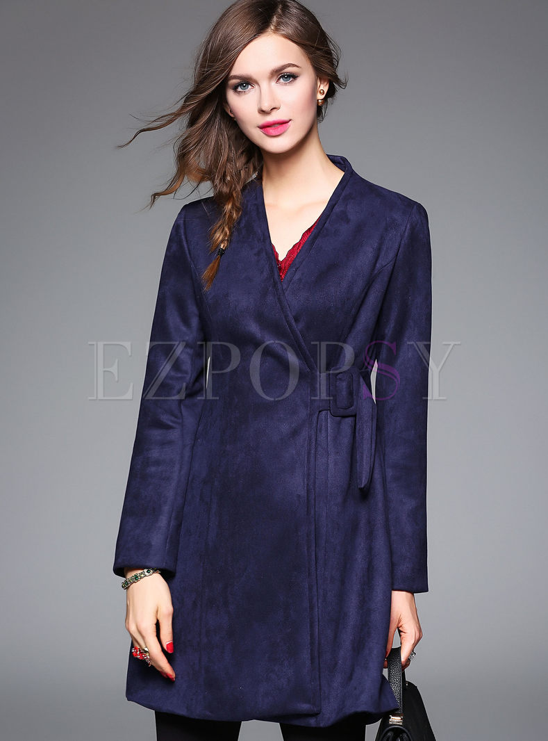 Brief Pure Color Trench Coat 
