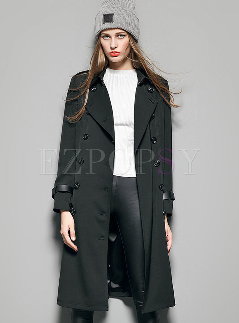 Casual Double-breasted Slim Long Trench Coat