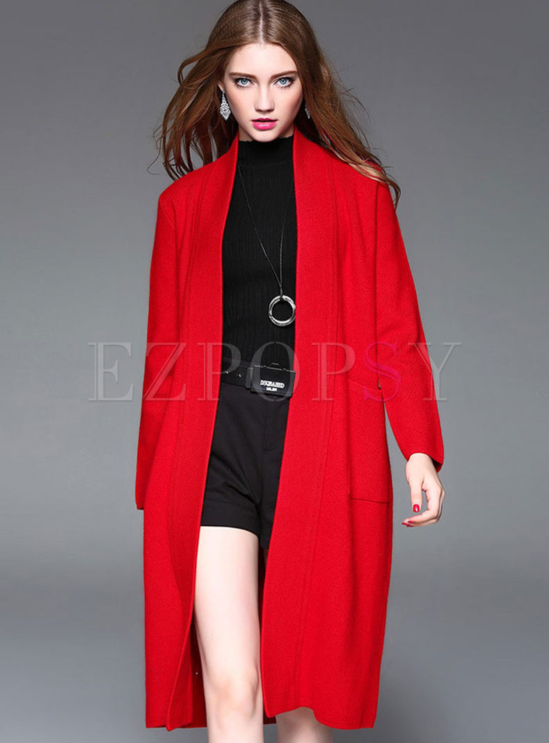 Casual Solid Color Straight Coat