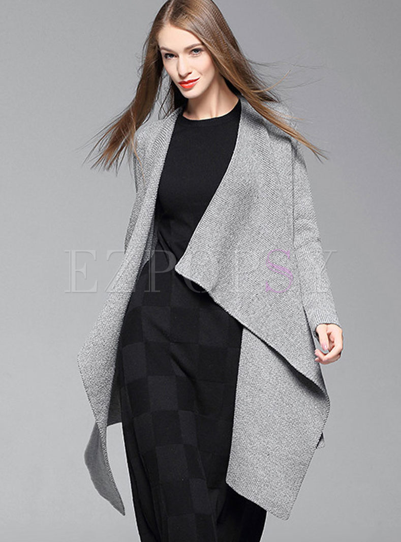 Fashion Pure Color Knitted Coat