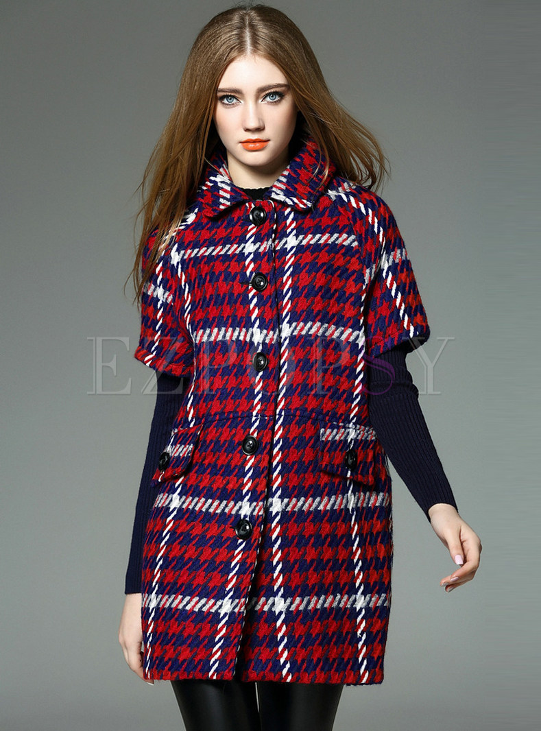 Thick Knitted Sleeve Patchwork Woolen Coat