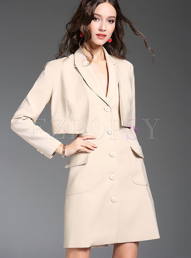 OL Fashion Coat & Slim Dress Suits