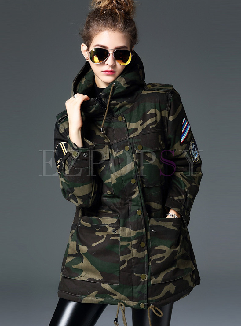 Outwear | Down Coats | Stylish Thick Camouflage Down Coat