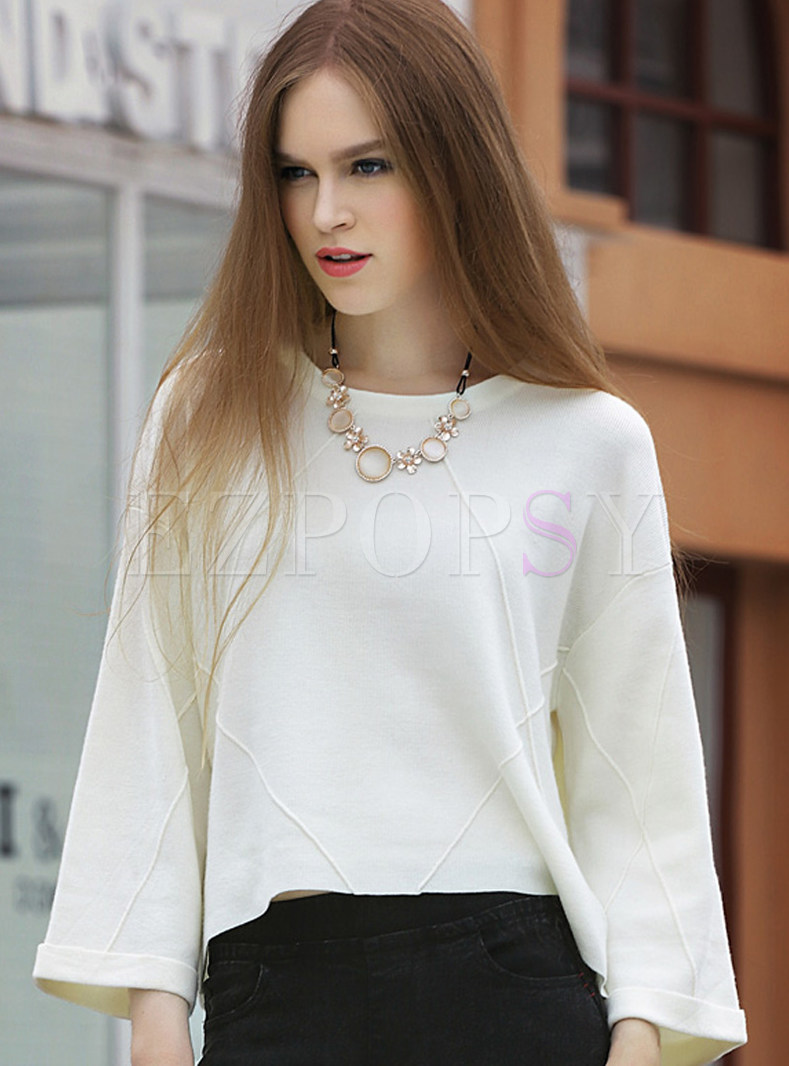 Sweet Pure Color Pullover Sweater