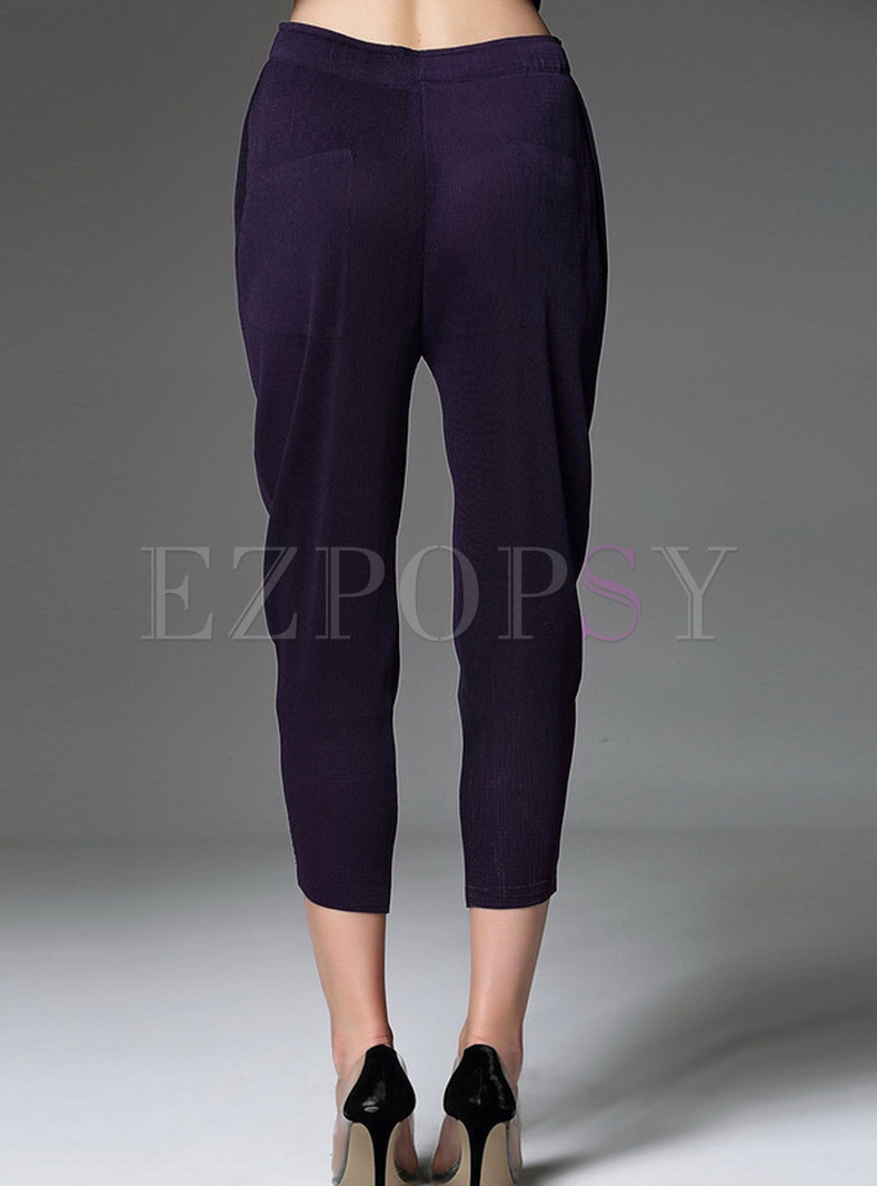 Pants | Pants | Stylish Purple Pencil Casual Mid-Calf Pants