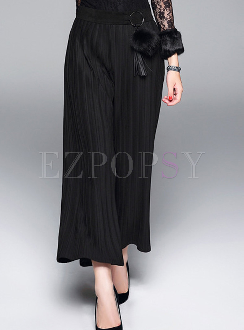 Casual Striped Stylish Pleated Slim Full-length Pants