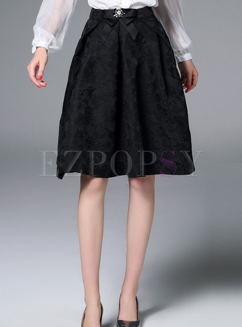 Vintage Stylish Bowknot A-line Elegant Skirt