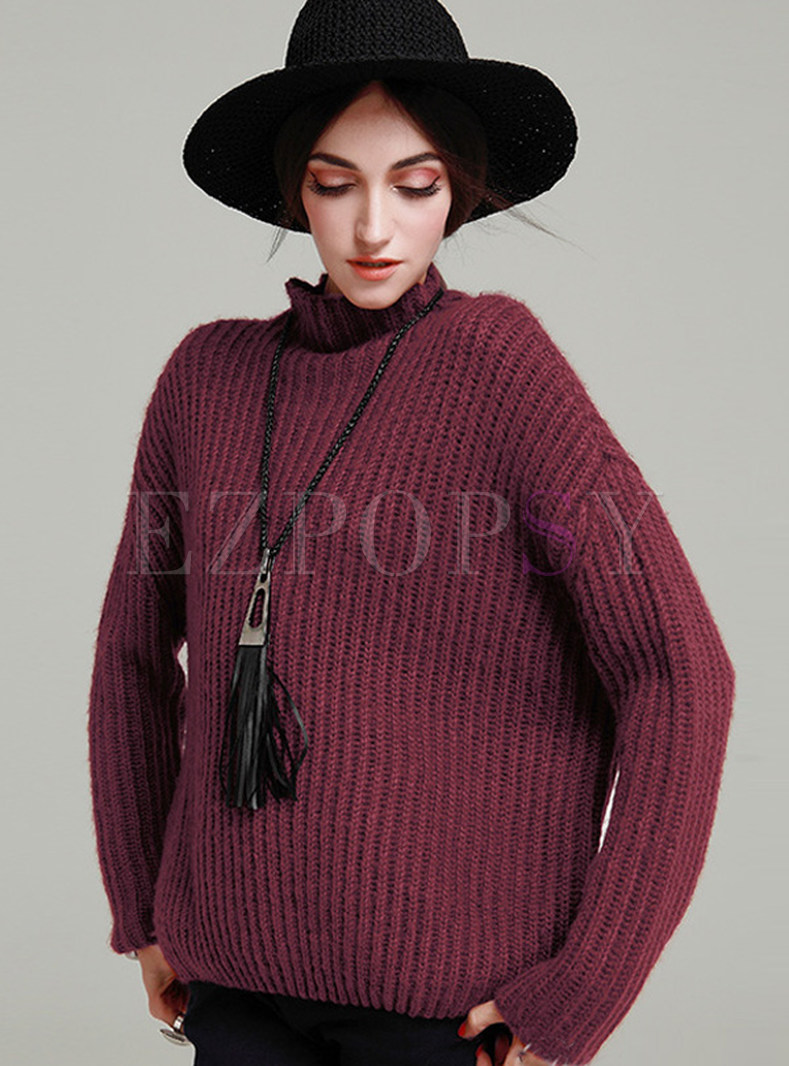 Stand Collar Loose Stylish Casual Sweater