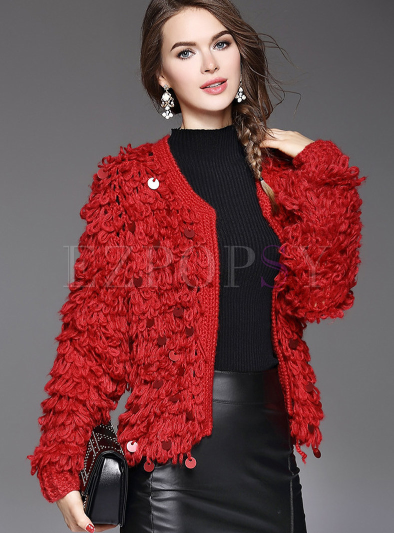 Fashion Loose Pure Color Zip-Up Sweater