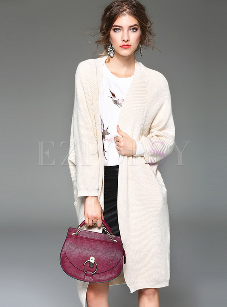Long Sleeve Cocoon Cardigan Knitted Sweater